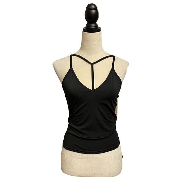 Balouke Black Strappy Spandex Form Fitting Semi-Cropped Tank Top (Small) - Picture 3 of 9